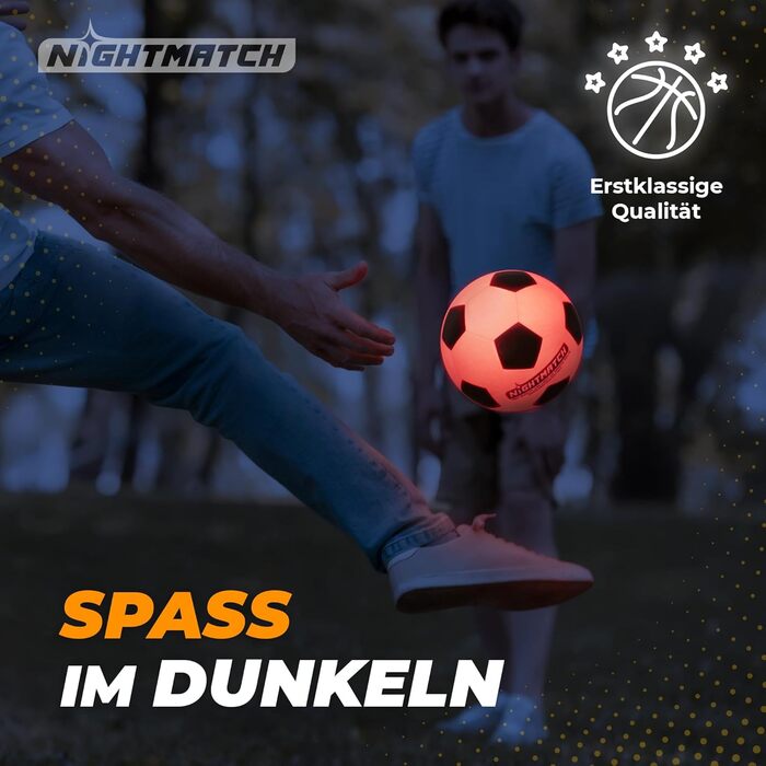Світлодіодний футбольний м'яч NIGHTMATCH, розмір 5, водостійкий, для нічної гри, комплект з насосом і батарейками, для дітей та дорослих