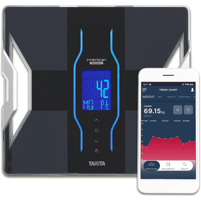 Ваги-аналізатор складу тіла TANITA RD-953, Bluetooth, медична технологія, 10+ параметрів, чорні