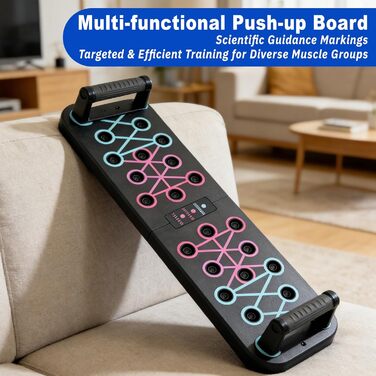 Преміум набір для віджимань 12-в-1 Push Up Board: інноваційна складана дошка для віджимань з регульованими ручками та 2 еластичними стрічками для тренувань вдома та нарощування м'язів