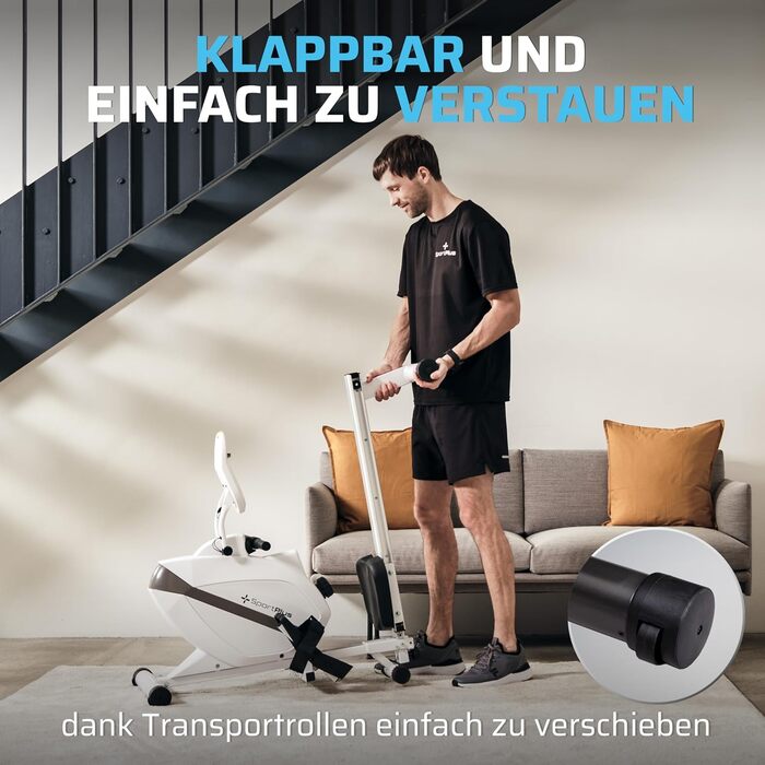 Гребний тренажер SportPlus для дому, складаний, з тихою магнітною системою опору, комп'ютер для тренувань, фітнес-обладнання для дому, Indoor гребний тренажер, сумісний з додатками