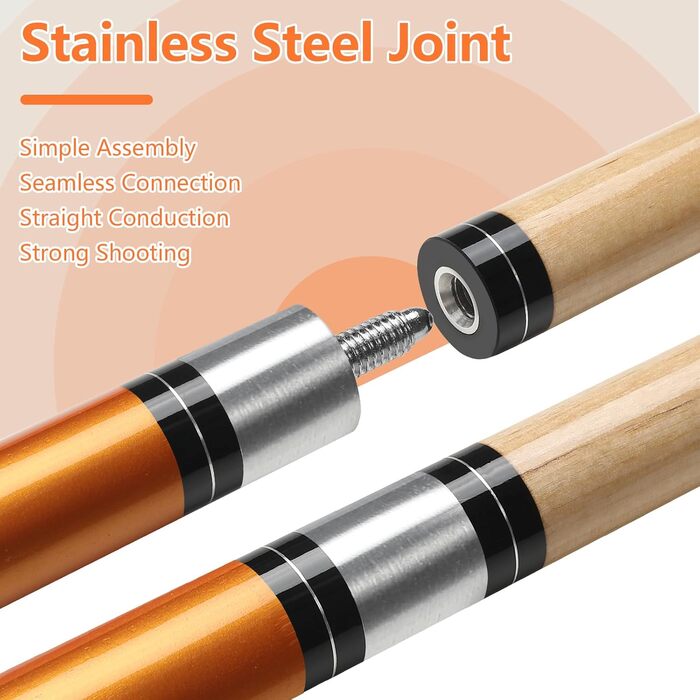 Більярдний кий 18/19/20/21 oz, 58' - професійний кий для більярдного столу, 13mm наконечник, для гри 8/9 куль (Золотий 18oz)