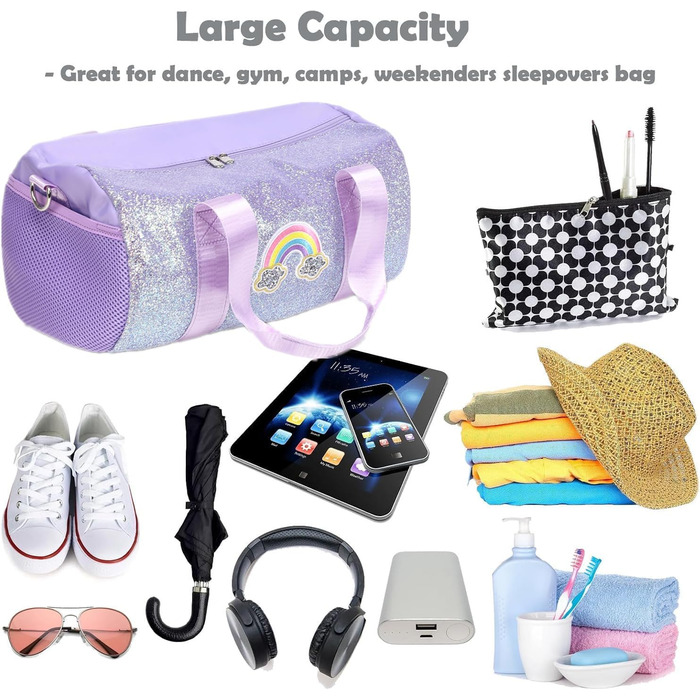 Дитяча танцювальна сумка Jumpopack з блискітками, балетна сумка-рюкзак через плече, водонепроникна, веселка