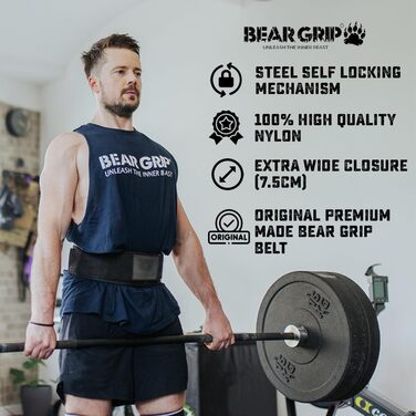 BEAR GRIP – самозамикаючий пояс для важкої атлетики, преміум-пояс для кросфіту, пауерліфтингу та бодібілдингу для чоловіків і жінок