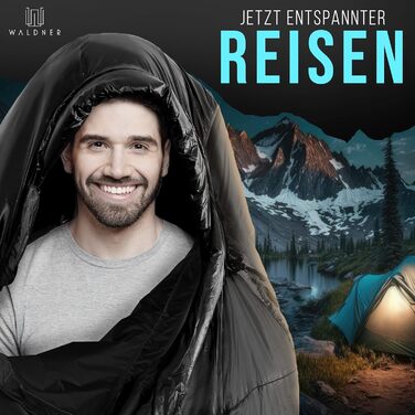 Спальний мішок WALDNER Daunenschlafsack Ultraleicht – ультралегкий, 4 сезони, 800г пуху, 600FP, для кемпінгу та відпочинку на природі, до 200 см