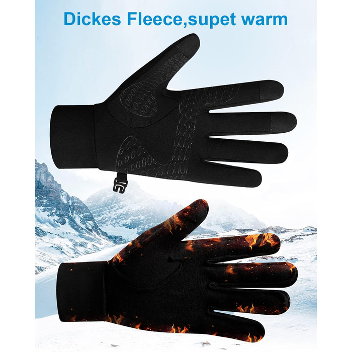 Велосипедні рукавички Anqier для чоловіків та жінок, зимові, з підтримкою сенсорного екрану, неслизькі, теплі, вітронепроникні для їзди на велосипеді, бігу, катання на лижах та водіння автомобіля