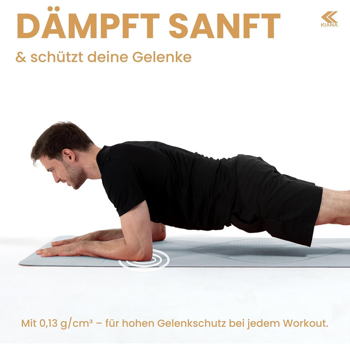 Килимок для йоги з нековзким покриттям 8 мм – сірий – для дому та студії