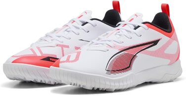 Дитячі футбольні бутси PUMA Ultra 5 Play Tt Jr - біло-чорні з червоними світловідбивачами, 34 EU