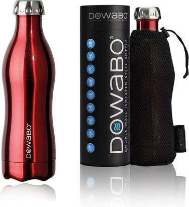 Термобутилка Dowabo з нержавіючої сталі, 500 мл, червона, герметична, BPA-free, для газованих напоїв, з чохлом