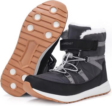 Зимові черевики VisionReast для чоловіків та жінок, утеплені, непромокаючі, трекінгові, для походів, з антиковзкою підошвою, на липучці (37 EU, Чорний)