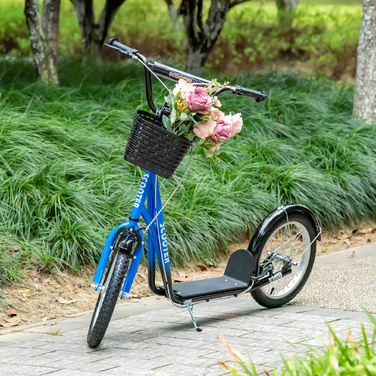 HOMCOM Дитячий скутер Скутер Kick Scooter з регулюванням висоти гальмівного кошика для 5-12 дитячих самокатів Kickboard Алюмінієвий сплав Гума Синій+Чорний | Аосом