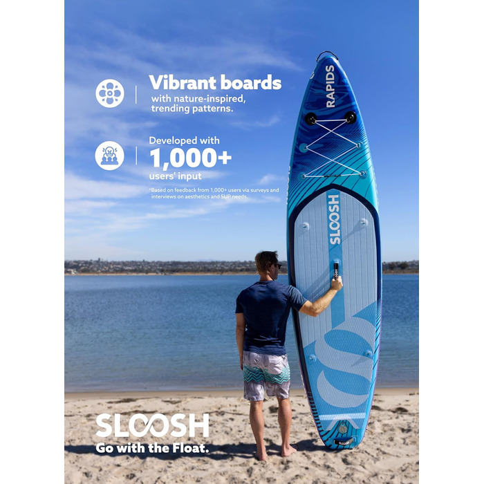 Надувна SUP-дошка SLOOSH 11'6 з аксесуарами, антиковзке EVA покриття, легка сумка, помпа, для підлітків і дорослих, Arctic Drift