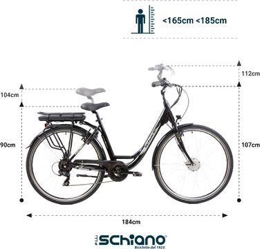 Електровелосипед F.lli Schiano E-Moon 28 дюймів, Pedelec, для чоловіків і жінок, до 25 км/год, з акумулятором 36V, мотором на багажнику та кошиком