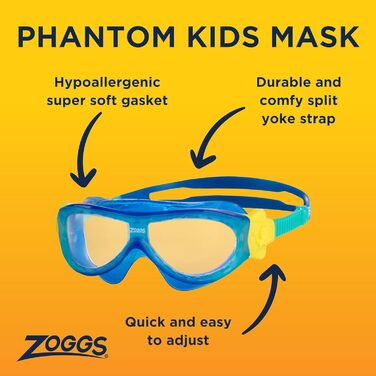 Дитяча маска для плавання Zoggs Phantom, синя/блакитна, до 8 років