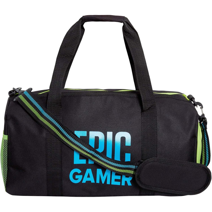 Спортивна сумка Epic Gamer для дорослих і дітей, чорна, з плечовим ременем, відділенням для взуття та водонепроникним відділом, універсальний розмір, Barrel Bag