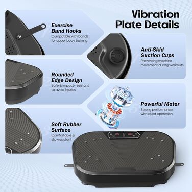 Віброплатформа VAYOTOY з Bluetooth, 120 рівнів інтенсивності, 10 програм тренувань для дому. Масажний та спортивний пристрій для лімфодренажу та фітнесу.