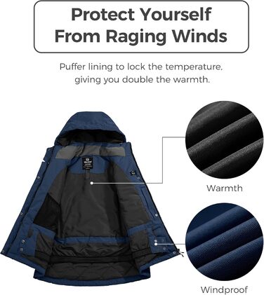 Жіноча куртка Wantdo: непромокаєма, з капюшоном, флісова, для гірськолижного спорту, віндфлейс, для активного відпочинку, зелена (XL, синій)