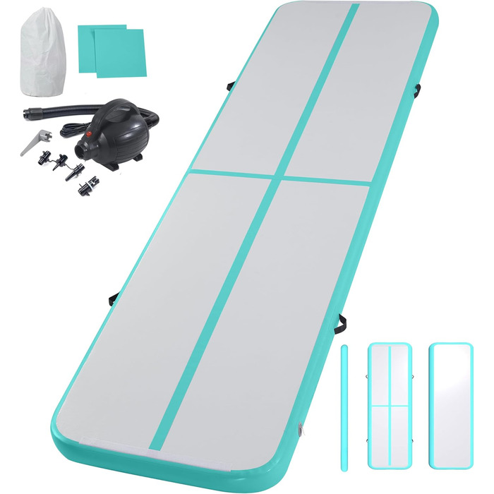 Надувна гімнастична матка LSLIFE для дому, 4м, з електричним насосом, для гімнастики, йоги, тренувань дітей