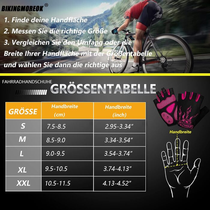Велосипедні рукавички BIKINGMOREOK для чоловіків та жінок, дихаючі, MTB, mountainbike, унісекс (рожевий, L)
