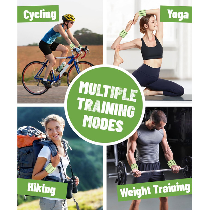 Регульовані вантажні манжети для зап'ястя (2 шт, по 0,45 кг), довговічні, портативні, для йоги, танців, пілатесу, кардіо, аеробіки, ходьби, зелені