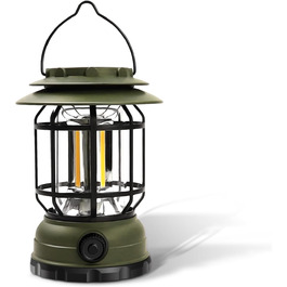 Перезаряджувана кемпінгова лампа ExtraStar з 3 режимами, аварійне світло IPX4, водонепроникна для кемпінгу, піших прогулянок, риболовлі, відключень електроенергії - оливковий