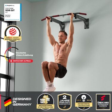 Спортивна штанга для підтягувань Sportstech 4in1 KS350 - для дому, складна, з 3 функціональними петлями, стабільна та безпечна