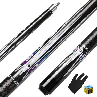 Більярдний кий Pool Queue 58 дюймів, тверде дерево, наконечники 13 мм, для професійних гравців, 1/2 кий, чорний