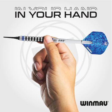 Професійний дартс набір WINMAU Advance 500, вольфрам, Softip, 22 г, синій, з оперенням і шафтами