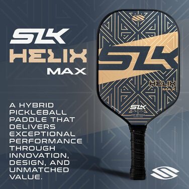 Професійна ракетка для піклболу SLK Helix Pro 2024, гібридна поверхня з карбону і скловолокна, термоформований карбоновий сердечник, максимальний контроль, GoldMaze