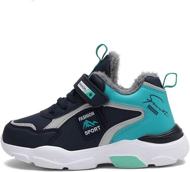 Дитячі плюшеві черевики Kinder: водонепроникні шкіряні кросівки для школи, спорту, занять у залі, відпочинку. Розміри 28-39 EU, блакитні