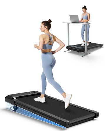 Бігова доріжка DeerRun Walking Pad з ухилом 6%, для дому та офісу, з додатком, LED-дисплеєм, пультом ДУ, до 136 кг, матово-чорна
