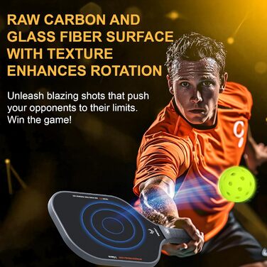 Набір для піклболу: 2 ракетки, м'ячики, стрічки, сумка та очисник. Легкі ракетки з покриттям з рохли та скловолокна, PP-ядро 14 мм, USAPA.