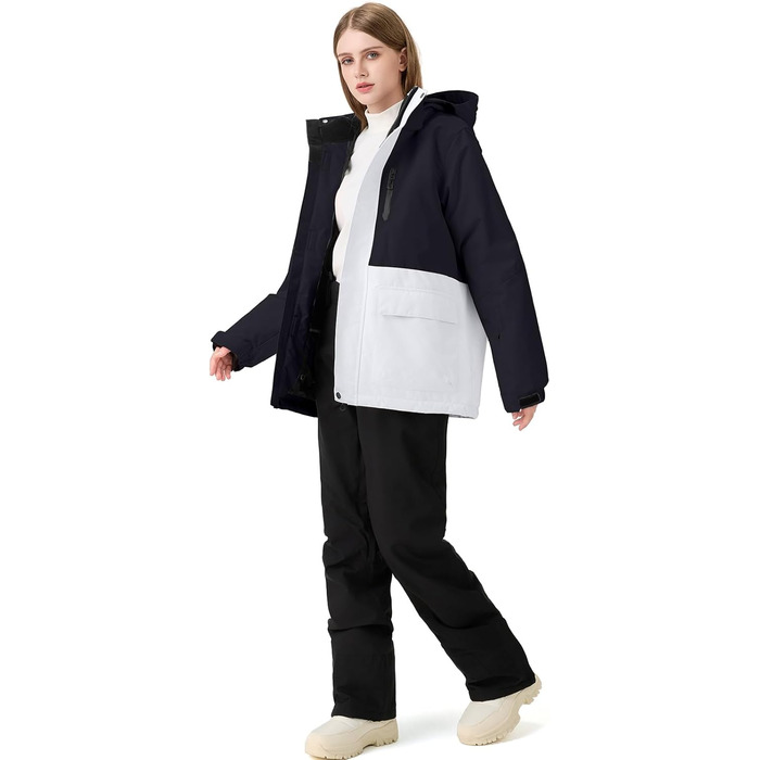 Жіночий гірськолижний костюм HOTIAN 2 частини: куртка та штани. Водонепроникний, вітронепроникний, теплий. Ідеально для катання на лижах та сноуборді. Розмір L, колір чорний (BK+BK)