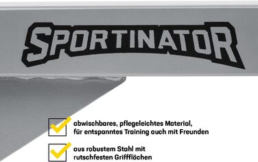 Турнік SPORTINATOR для дому, настінний, сірий, з аксесуарами, з нержавіючої сталі, до 150 кг, універсальний, для силових вправ