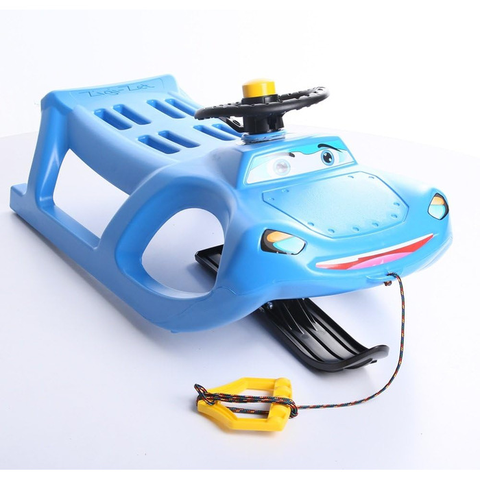 Дитячі санчата Zigi-Zet Control з пластику, з тяговим тросом та керуванням, 2 кольори (блакитний)