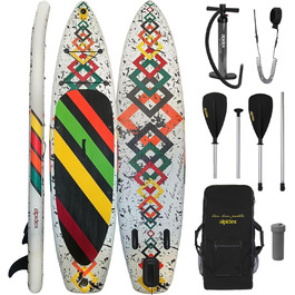 Надувна SUP-дошка ALPIDEX 320x76x15 см, комплект: весло, насос, рюкзак, плавники, ремкомплект, тримач, вантаж до 200 кг, легка та міцна