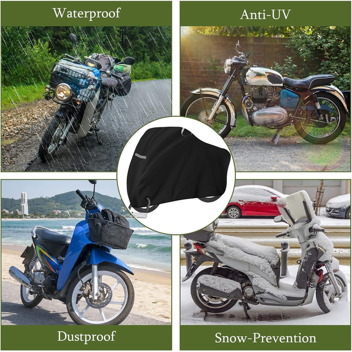 Водонепроникний чохол на мотоцикл та скутер 210D, захисний UV-стійкий тент для зберігання мотоцикла на вулиці, зимовий, 245x105x125 см