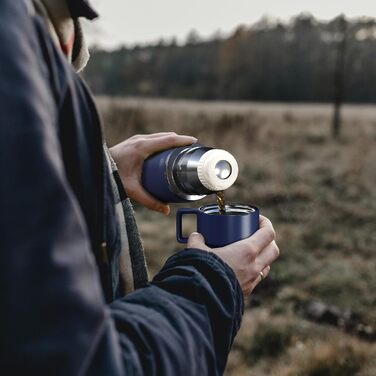 Термос 850 мл із чашкою для кави, герметичний, BPA-free, нержавіюча сталь, для дітей, спорту, школи, фітнесу, кемпінгу, глибокий синій