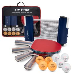 Набір для настільного тенісу Hy-Pro портативний: стіл з розкладним сіткою (170 см), 4 ракетки, 8 м'ячів, сумка для перенесення, 3-зіркові м'ячі, для дітей та дорослих, для приміщення та вулиці