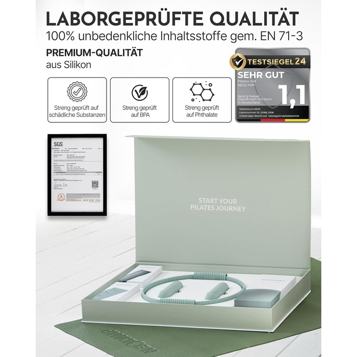 Набір для пілатесу Neolymp – м'яч, кільце, гантелі, стрічки, E-book | Sky Blue