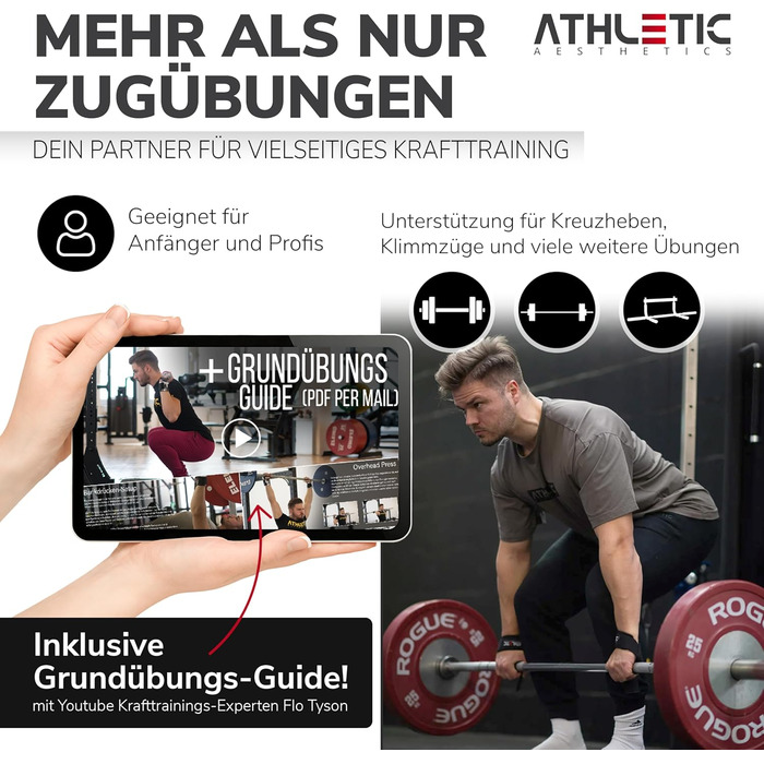 Лягки для тренувань Athletic Aesthetics - ремені для підйому штанги, 60 см, для фітнесу, пауерліфтингу, важкої атлетики, чорні (пара)