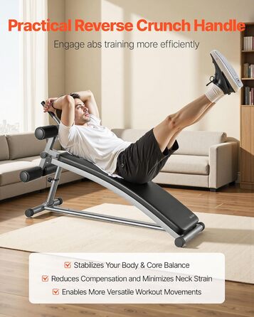 VEVOR Лавка для пресу з перевернутим хватом, регульована висота, міцна сталь, до 227 кг, для фітнесу вдома, силові тренування, розвиток м'язів всього тіла