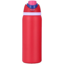 32oz ізольована пляшка для води з нержавіючої сталі з трубочкою, червона, BPA-free, герметична, для спорту та подорожей