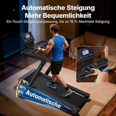 Біговий тренажер MERACH для дому з регулюванням нахилу (6%-18%), швидкість до 14 км/год, складаний, потужність 2.5HP/3.5HP, максимальне навантаження 136/159 кг, розмір 42*108 см / 46*120 см, чорний, з підключенням до додатку