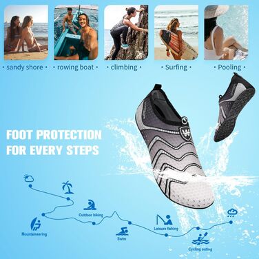 Чоботи для плавання WateLves: чоловічі та жіночі, дихаючі, швидковисихаючі, унісекс, 40/41 EU, сірий колір