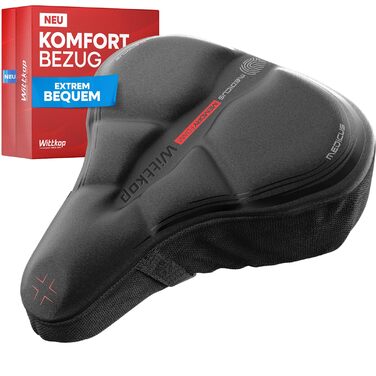 Подушка на сидіння велосипеда WITTKOP з гелевою подушкою та піною з пам'яті I Ергономічний велосипедний чохол для жінок та чоловіків з 3-зонною системою I Зручний велосипедний сидіння для Peloton та велосипедного сидіння (CITY)