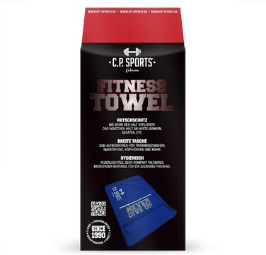 Рушник для фітнесу C.P. Sports: мікрофібра, фіксація, кишеня на блискавці, для занять у спортзалі, тренувань, м'який, великий, для жінок та чоловіків, 5 кольорів (Темно-синій)