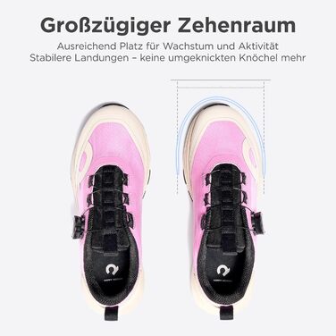 Дитячі кросівки NOCNOC All-MAX для хлопчиків та дівчаток – легкі, дихаючі спортивні кросівки з високою амортизацією для тенісу, відпочинку та тренувань, 32 EU, Sakura Rosa, Eisweiß
