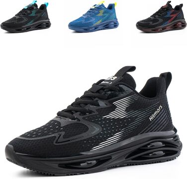 Кросівки для бігу Hitmars для чоловіків: спортивні, легкі, дихаючі, для вулиці, фітнесу та відпочинку. Розміри EU 39-46 (Чорний/Білий)