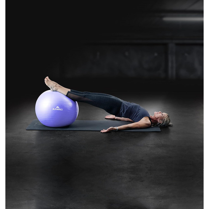 Фітбол Alphapace 75 см: для фітнесу, йоги, офісу, тренувань спини. В комплекті насос. Колір: Французька лаванда