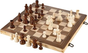 Магнітний набір для шахів та шашок 2-в-1 з дерева, складана дошка 38x38 см для дорослих і дітей, дорожні шахи
